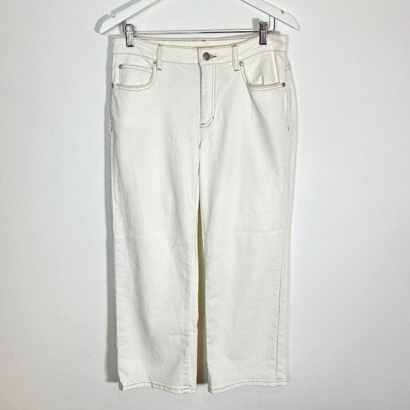 Eileen Fisher White Straight Leg Organic Cotton Jeans - Picture 2 of 8